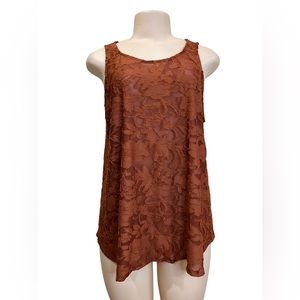 Nordstrom Rack Sheer Floral Tank Burnt Orange